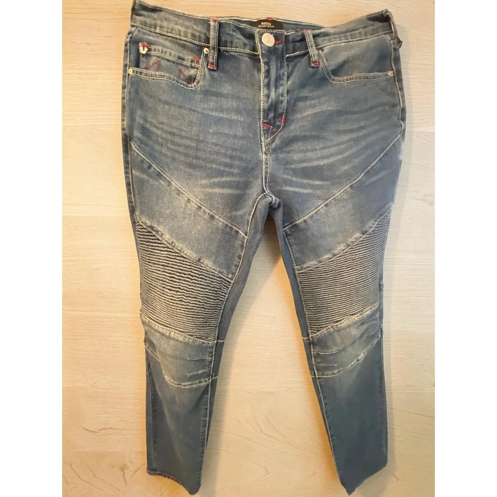 True Religion Rocco Moto‎ Jeans Spiced Orchard Wash Mens 30x32 NWT
